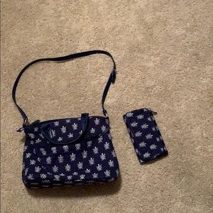 Vera Bradley crossbody purse with matching wallet.